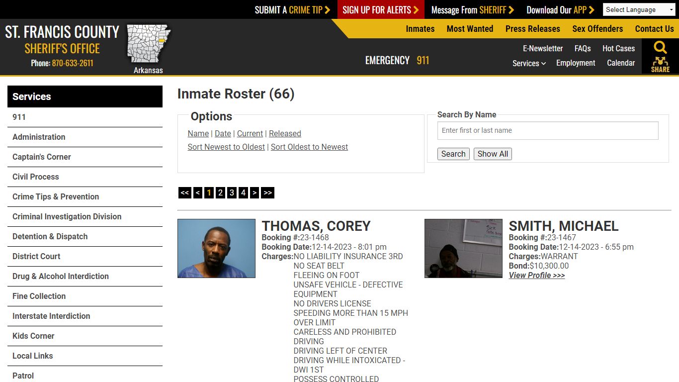 Inmate Roster (76) - St. Francis County Sheriff