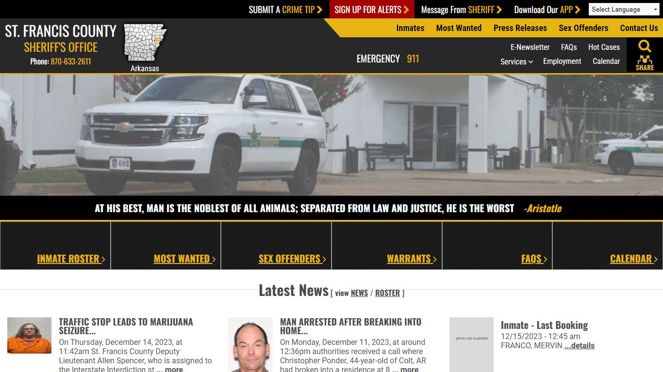 Inmate Roster - Released Inmates - St. Francis County Sheriff